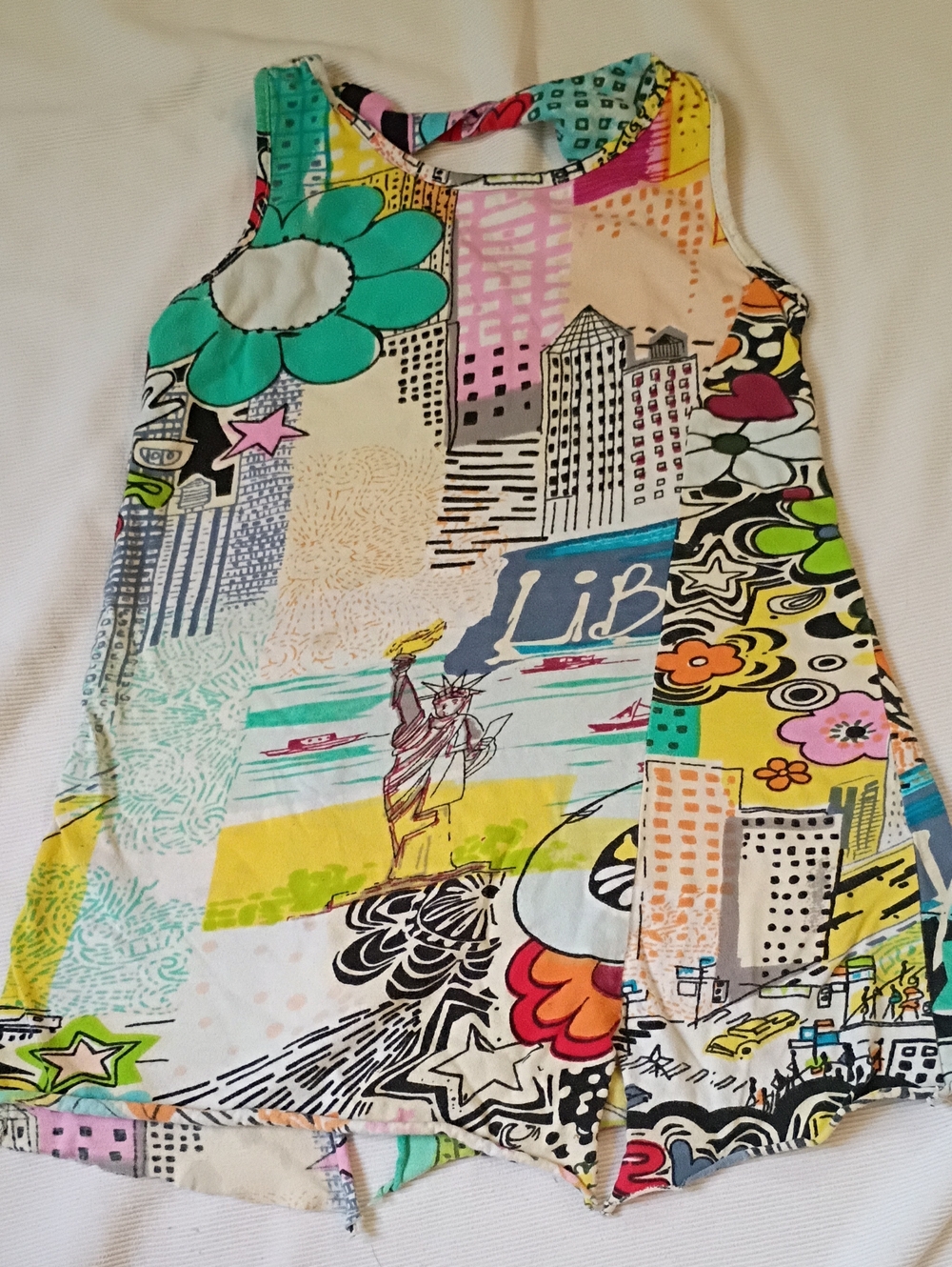 3Pommes Multicolor Graphic Tank Dress with Bright Panels